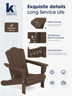 Kingyes Folding Adirondack Chair Set Of 4, Hdpe All-Weather Folding Adirondack Chair, Coffee