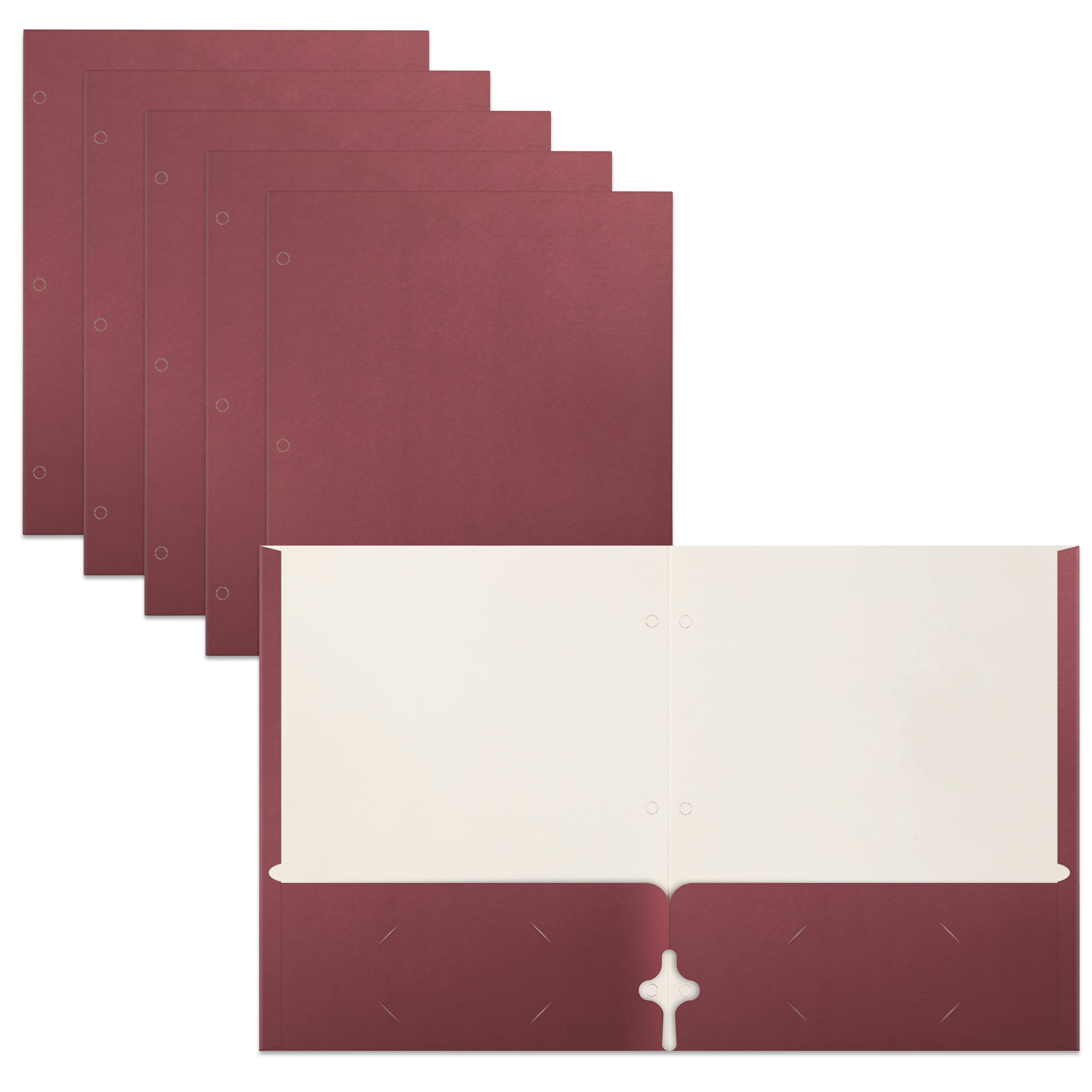 Better Office Products Two Pocket Portfolio Folders, 50-Pack, Burgundy, Letter Size Paper Folders, 50 Pieces, Burgundy