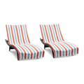 Arkwright Cabo Chaise Lounge Cover - Pack Of 2 - Striped Soft Cotton Cabana Towel With Pocket Holder For Beach Pool Outdoor Chair, 30 X 85 In., Crabapple/Pool Blue