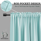 Donren 2 Panels Room Darkening Aqua Valances For Windows - Rod Pocket Kitchen Window Treatment Valances (52 Wide By 16 Inches Lo