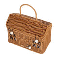 HANABASS HouseShaped Storage Basket with Lid, Brown PP Woven with Handle
