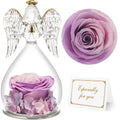 Yamonic For Mom, Angel Figurines With Real Rose Gifts For Her Mom Grandma,Preserved Flowers Rose For Mothers Day Christmas Anniv
