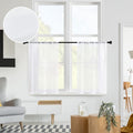 MRTREES White Sheer Curtains 34 x 30 inch Length Kitchen Tier Short Curtains Light Filtering Rod Pocket Voile Cafe Curtains for 