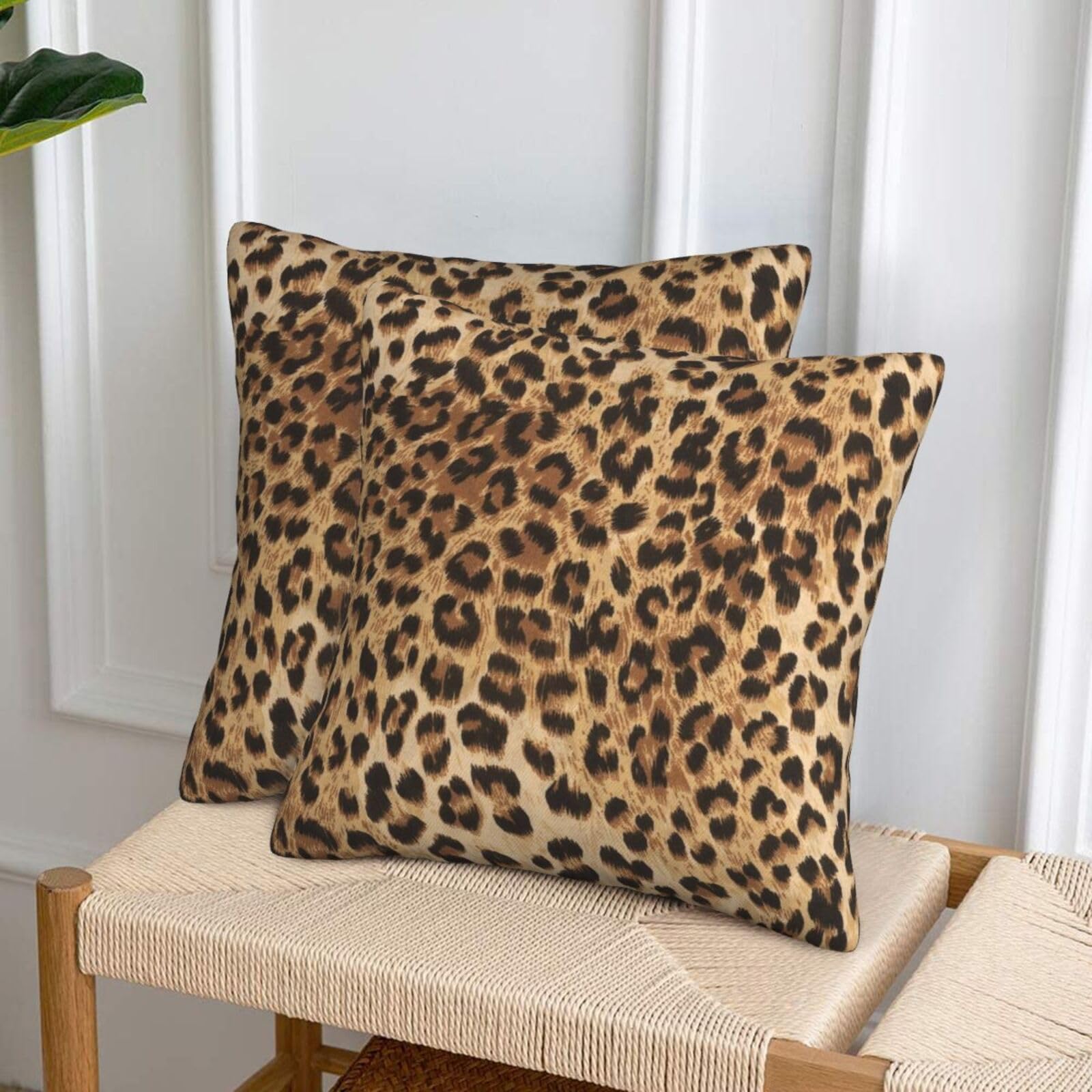 Leopard Pillow Covers 18X18 In Couch Pillow Case Sets Of 2 Modern Decorative Square Throw Pillows For Home Living Room Bedroom B