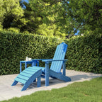 vidaXL HDPE Patio Adirondack Chair with Detachable Footstool in Vibrant Aqua Blue - Weather-Resistant and Low-Maintenance Garden Armchair for Outdoor Living Space