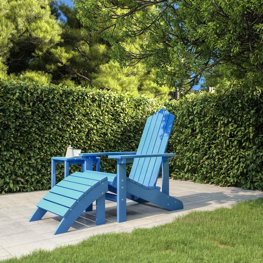 vidaXL HDPE Patio Adirondack Chair with Detachable Footstool in Vibrant Aqua Blue - Weather-Resistant and Low-Maintenance Garden Armchair for Outdoor Living Space