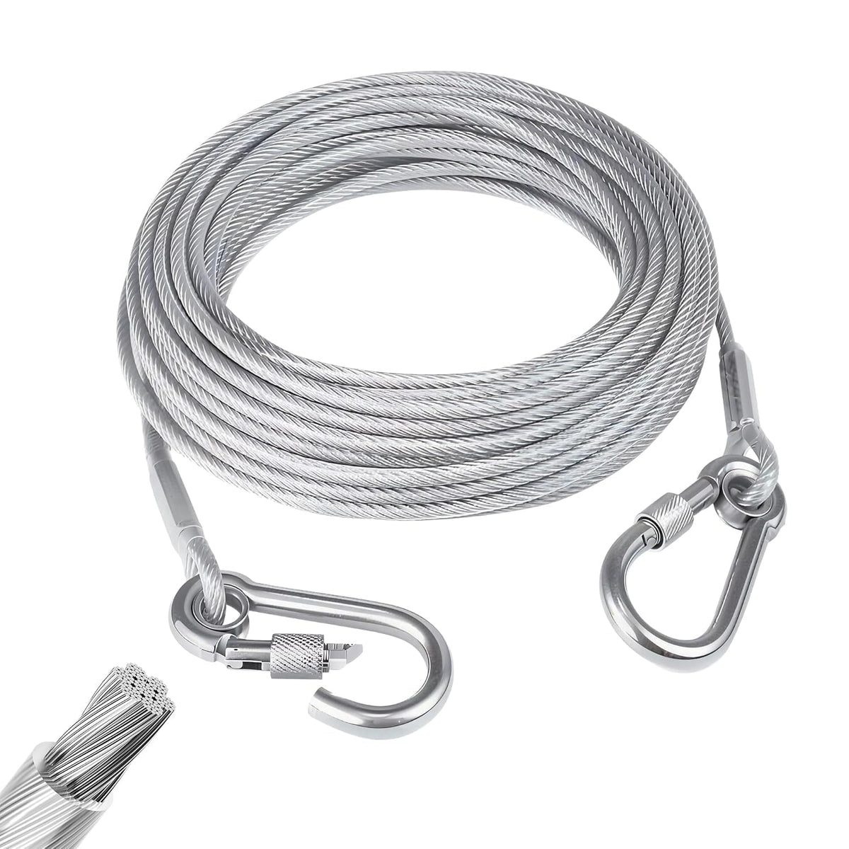 10 Meter Heavy Duty Multipurpose Stainless Steel Clothesline Rope With Safety Hooks | Portable Rustproof Steel Wire Laundry Dryi