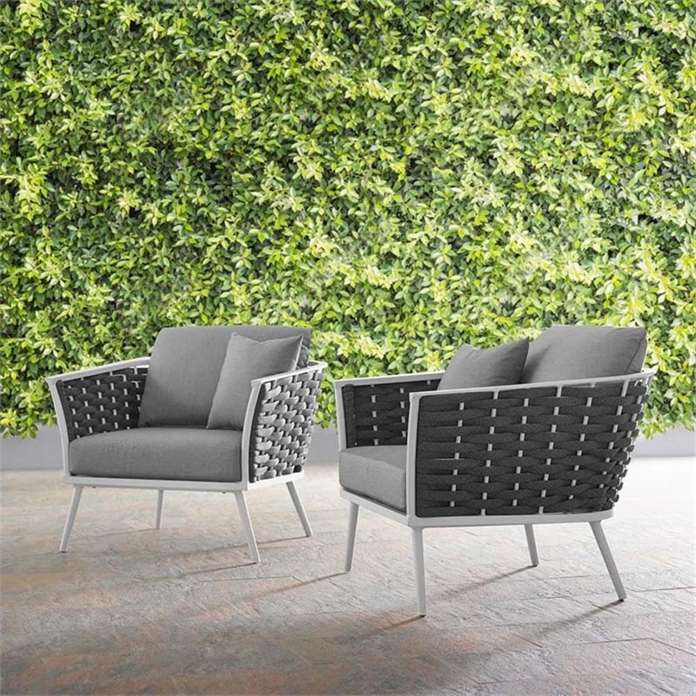 Modway Furniture Eei-3162-Whi-Gry-Set Stance Outdoor Patio Aluminum Armchair White Gray - Set Of 2