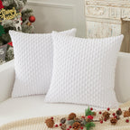 Kevin Textile Pack Of 2 Corduroy Decorative Throw Pillow Covers 22X22 Inch Soft Boho Striped Christmas Pillow Covers Modern Farmhouse Home Decor For Spring Sofa Living Room Couch Bed Pure White
