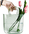 OLEEK purse vase for flowers (handmade) Glass Purse for Drinks -10Inche- Clear, cool & cute vase for centerpieces & Fish bowl - 