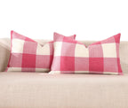 CARRIE HOME Pink Room Decorations Light Pink Buffalo Plaid Lumbar Pillow Covers 12x20 Set of 2 Pink Checkered Pillow Covers 12 x