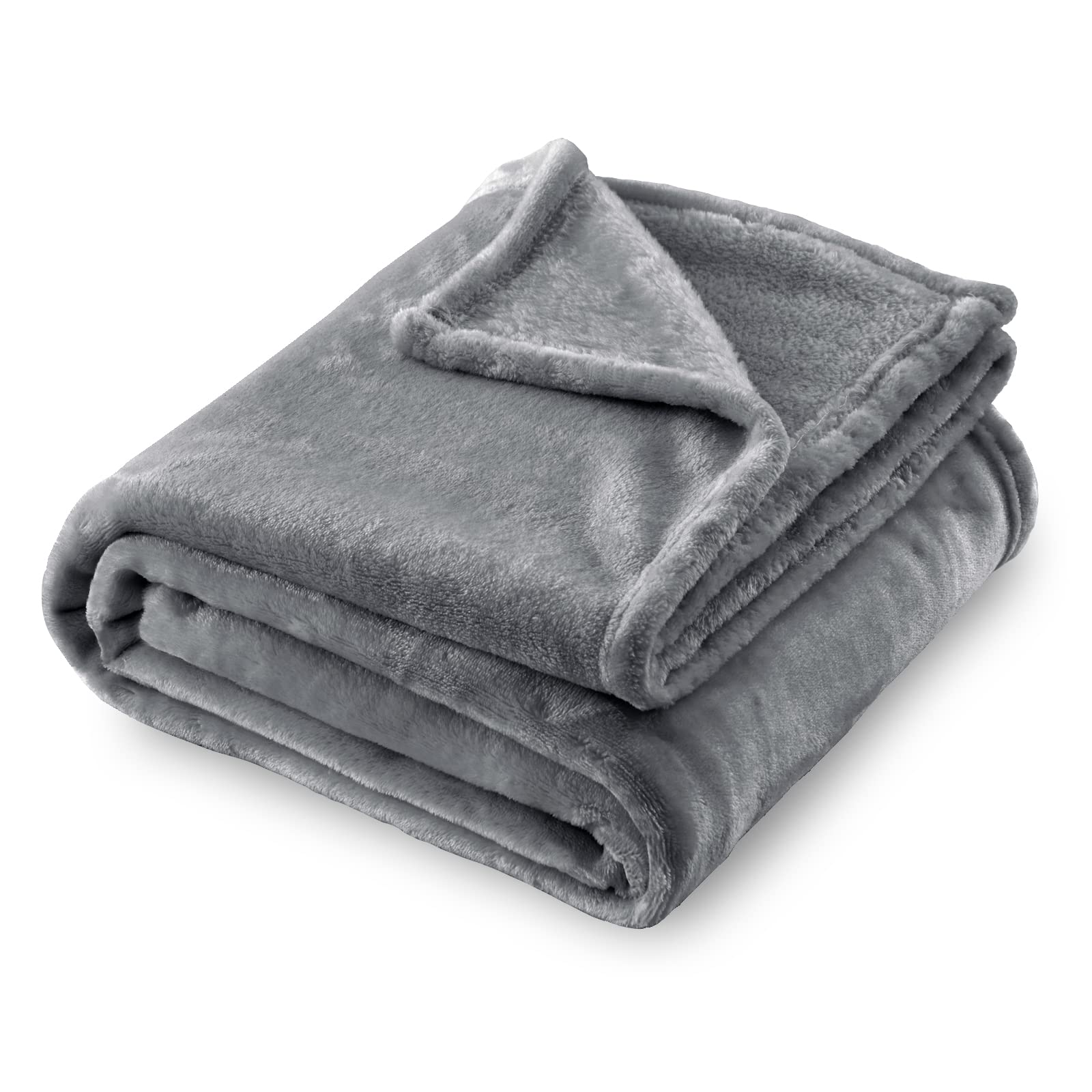 Sochow Flannel Fleece Blanket Queen Size, All Season Lightweight Super Soft Cozy Blanket For Bed Or Couch, Grey, 90X90 Inches