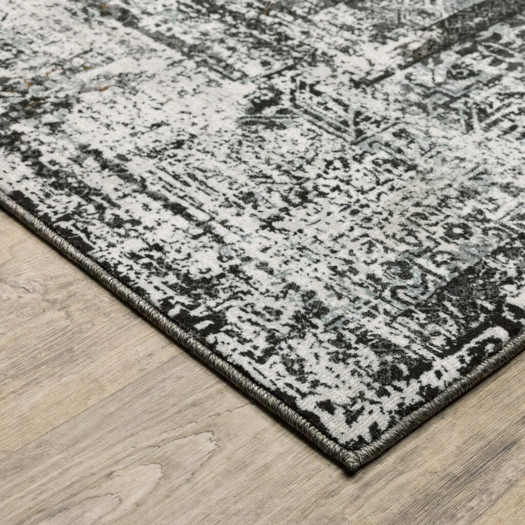 HomeRoots 508939 10 x 13 ft. Charcoal Rust Gray Blue Ivory & Brown Oriental Power Loom Stain Resistant Rectangle Area Rug