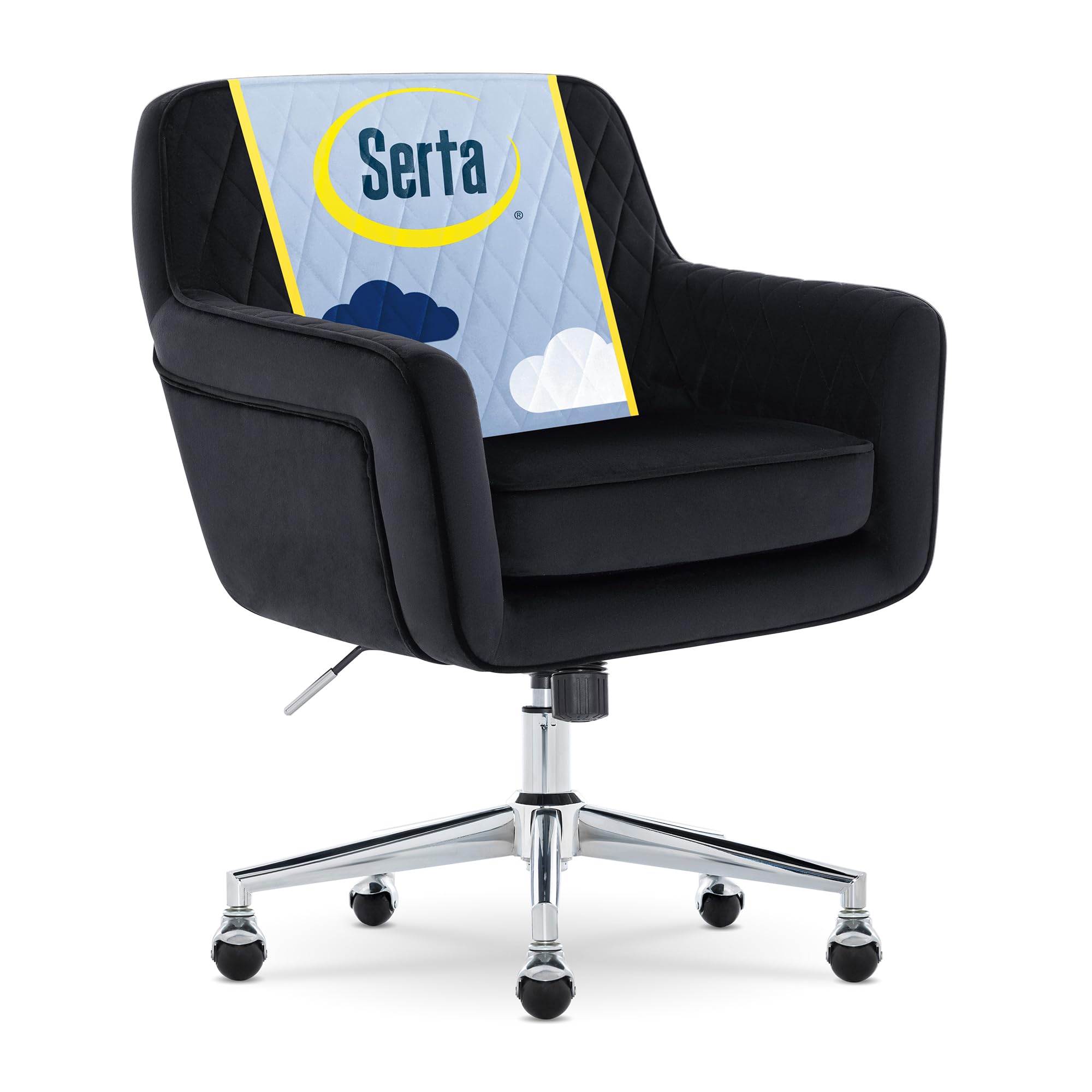 Serta Ashleigh Modern Office Chair, Diamond-Tufted Design, Pocket Coil Seat Cushion, Stylish Mid-Century Accent Armchair, Women'