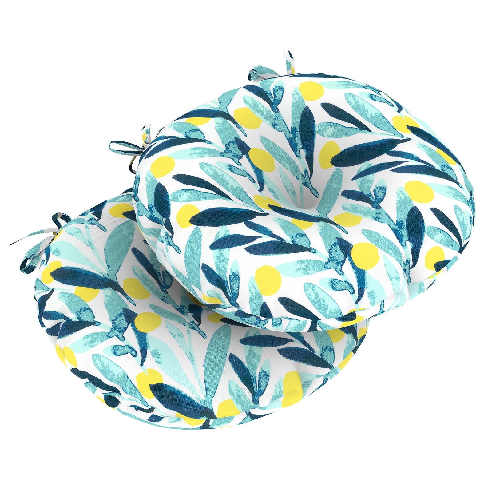 Lvtxiii Set Of 2 Outdoor Bistro Seat Cushions All Weather Chair Pads With Ties, Patio 15-Inch Fluffy Round Chair Cushions For Ho
