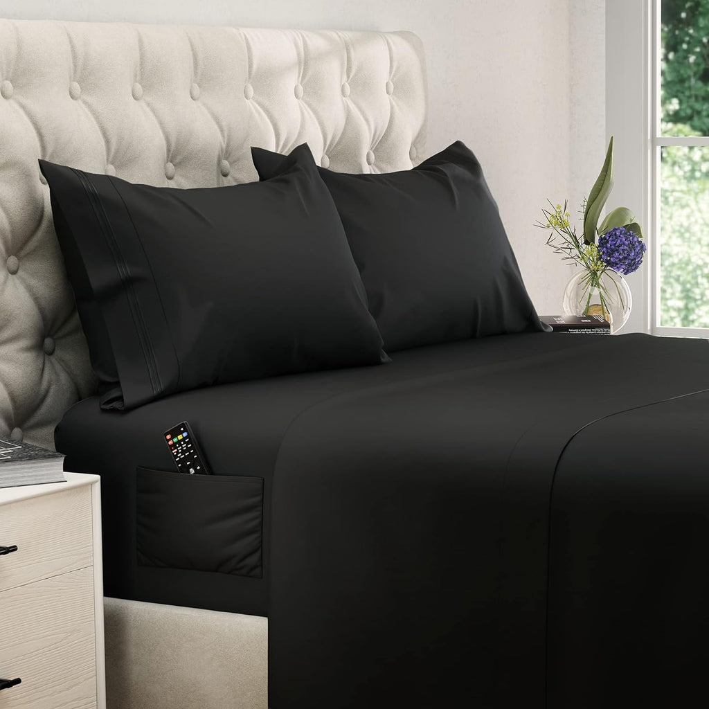 Dreamcare King Size Sheets Set - Cooling Bed Sheets - 4Pcs Set - Up To 15' Deep Pocket King Sheet Set - Soft & Long Lasting Coo