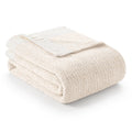Snuggle Sac Heather Ivory Queen Size Bed Blanket, Super Soft Warm Bedding Blankets Cozy Knit Fuzzy Plush Oversized Blanket For B