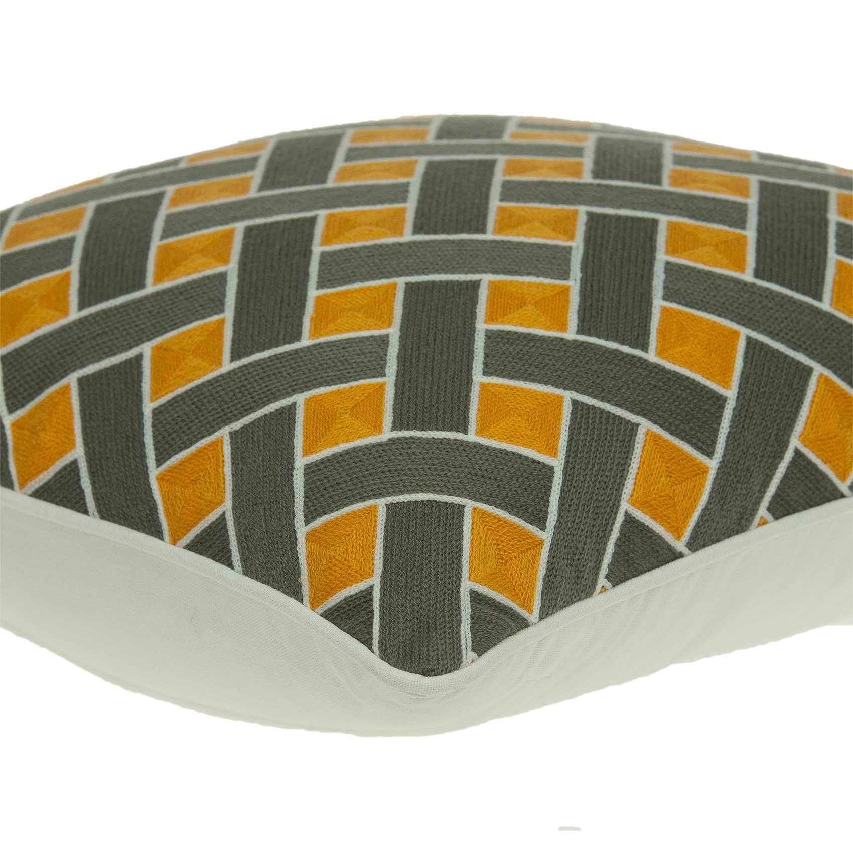 20' X 7' X 20' Transitional Gray and Orange Pillow Cover with Down Insert