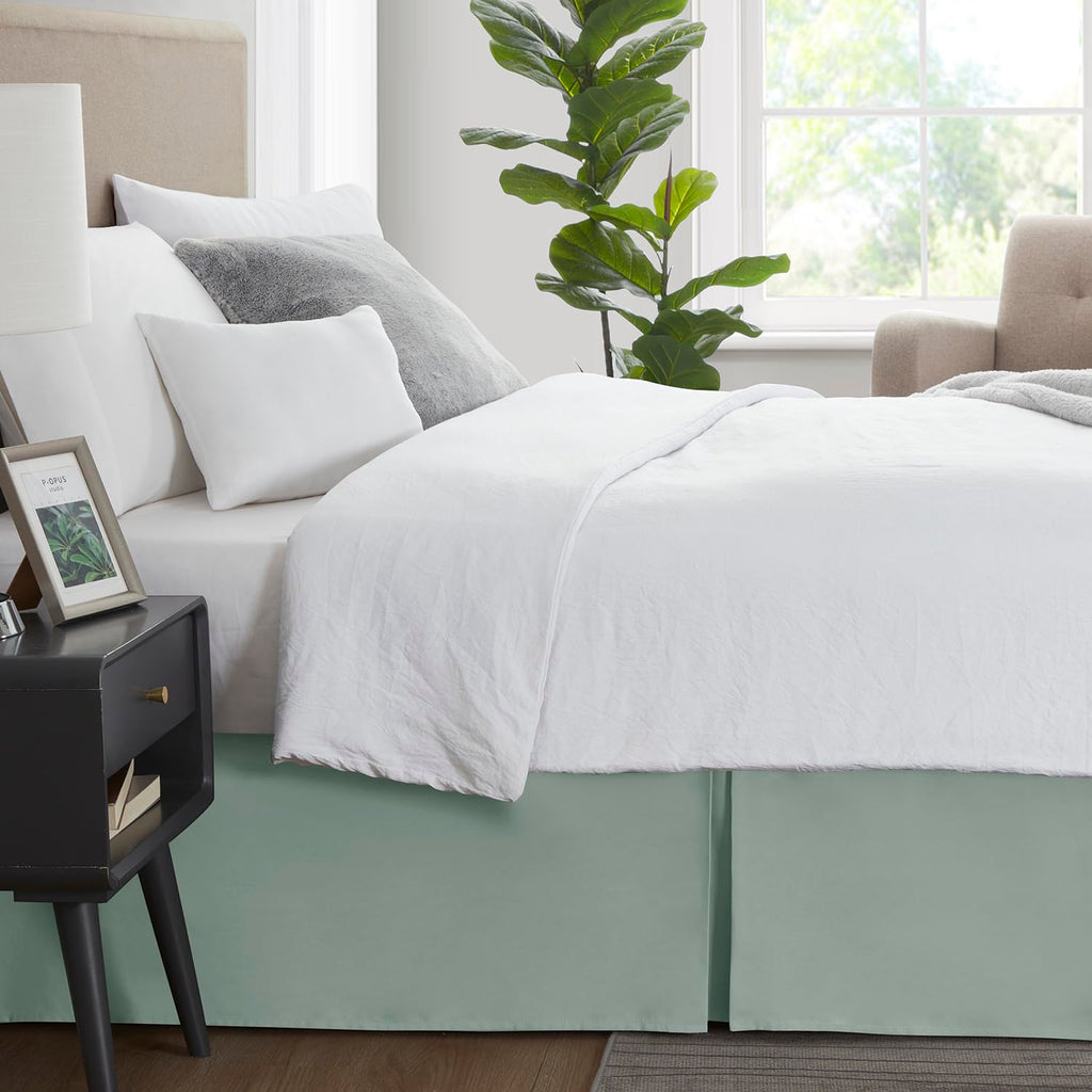 Nestl Sage Green Twin Bed Skirt - Twin Size Bed Skirt 14 Inch Drop - Brushed Microfiber Bed Skirts - Hotel Quality Pleated Bed Skirt - Shrinkage & Fade Resistant