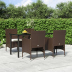vidaXL 7-Piece Patio Dining Set in Brown and Black - Contemporary Outdoor Furniture with Cushioned Chairs & Glass Tabletop