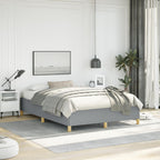 vidaXL Full Size Bed Frame with Plywood Slats, Platform Bed Frame, Fabric Upholstered Mattress Foundation, No Box Spring Needed & Easy Assembly, Light Gray, Without Mattress