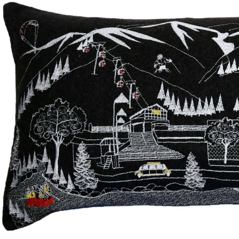 HomeRoots Grey 45' Black Aspen Nighttime Skyline Lumbar Decorative Pillow