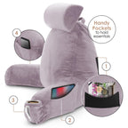 Nestl Large Dusty Purple Reading Pillow - Shredded Memory Foam Back Support for Bed and Chair with Pockets, Ideal for Reading and Relaxing