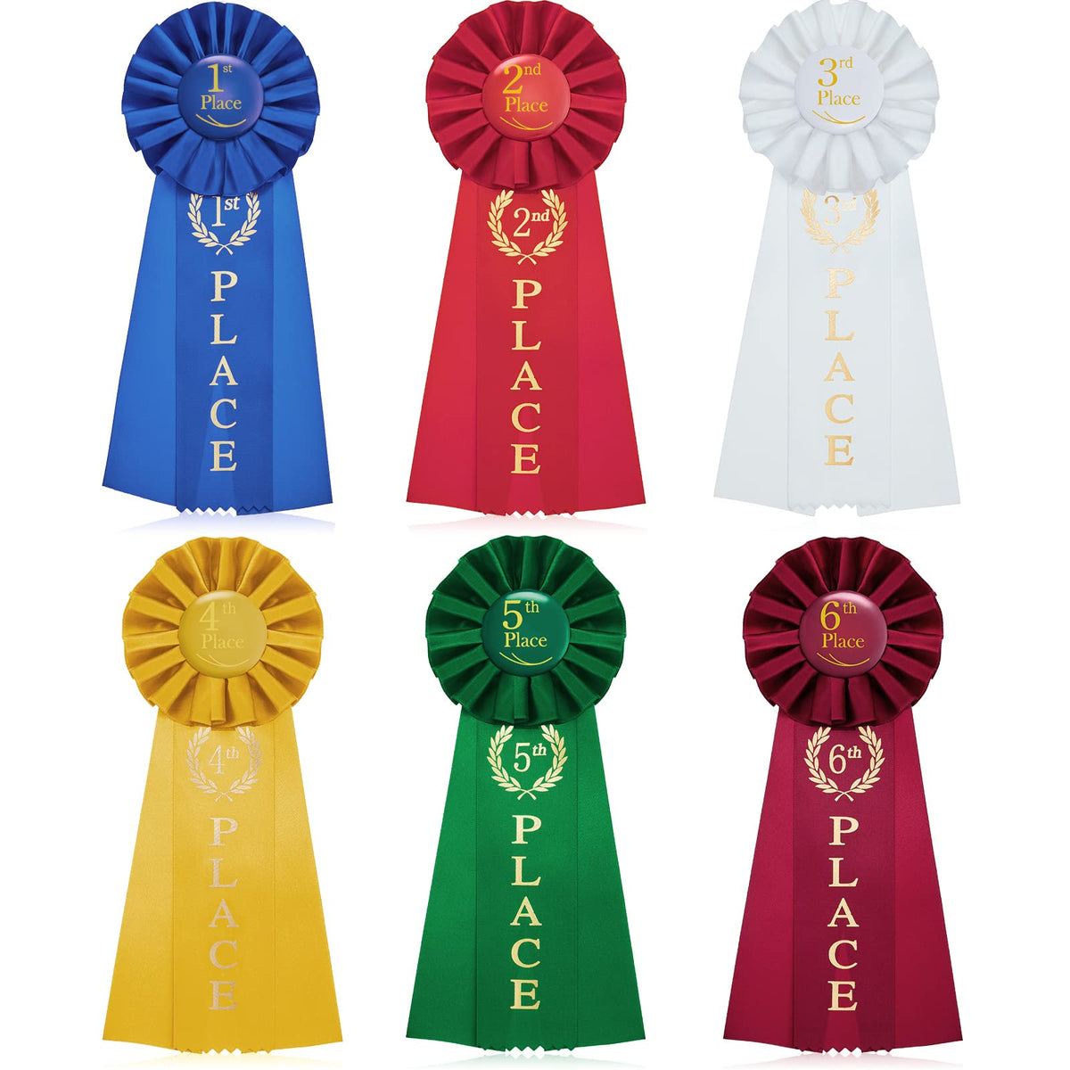 Award Ribbon Set Victory Rosette First Place Ribbon 1St, 2Nd, 3Rd, 4Th, 5Th, 6Th Place Award Contest Ribbon Multicolored Award R