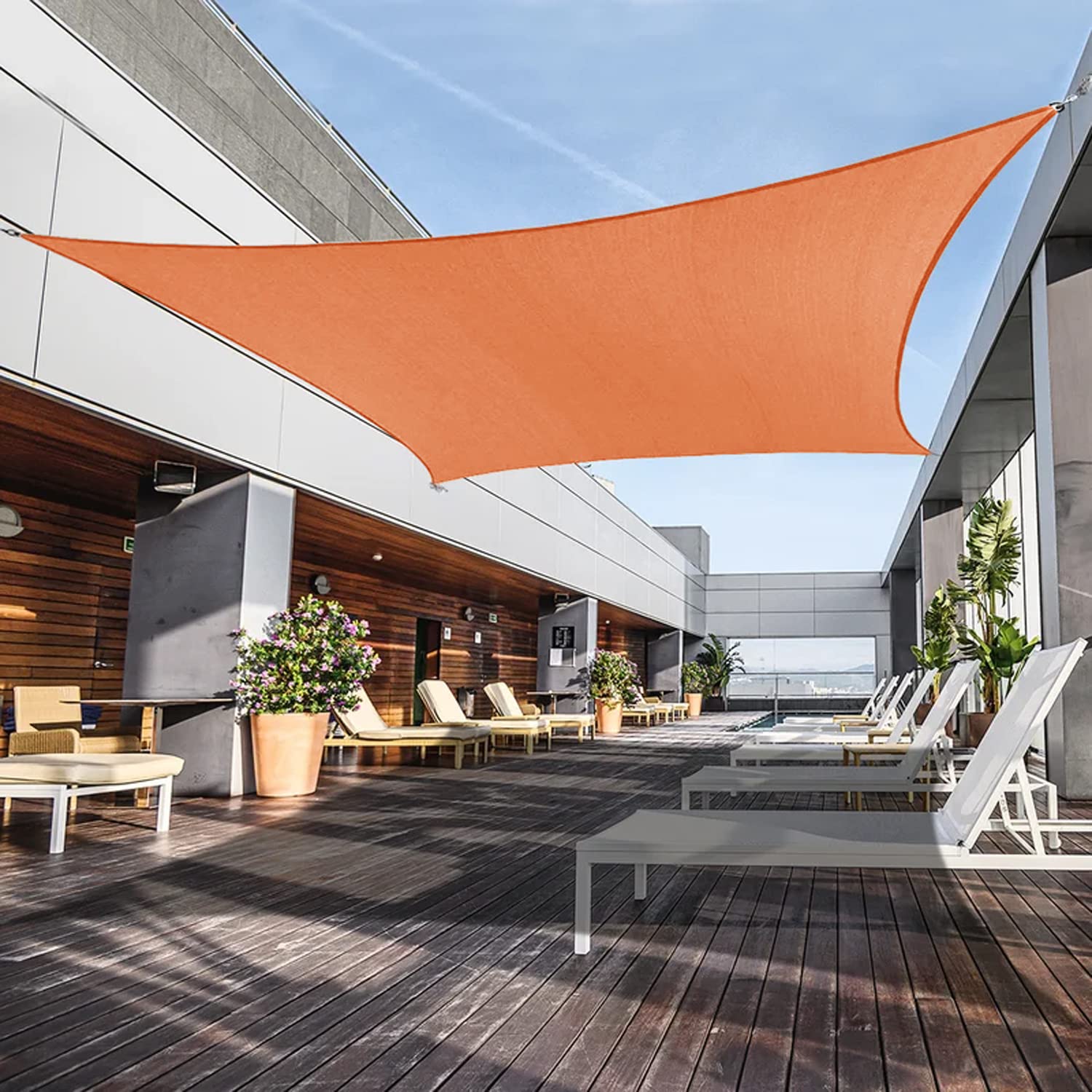 Awnpro 2' X 13' Shade Sails 180Gsm Rectangular Shade Sails Sun Rays Blocking Patio Garden Outdoor Facilities Orange
