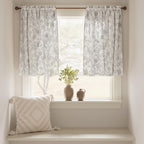 Jinchan Floral Kitchen Curtains 24 Inch Gray Linen Tier Curtains Farmhouse Cafe Curtains Country Botanic Small Window Curtains R