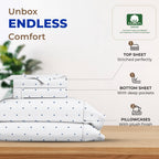 Thread Spread 100% Egyptian Cotton Printed Bed Sheets - 600 Thread Count 4 Pc California King Sheet Set, Hotel Luxury Bedsheets, 16' Deep Pocket Cooling Sheets For Cal King Size Bed - Polka Dot - Navy