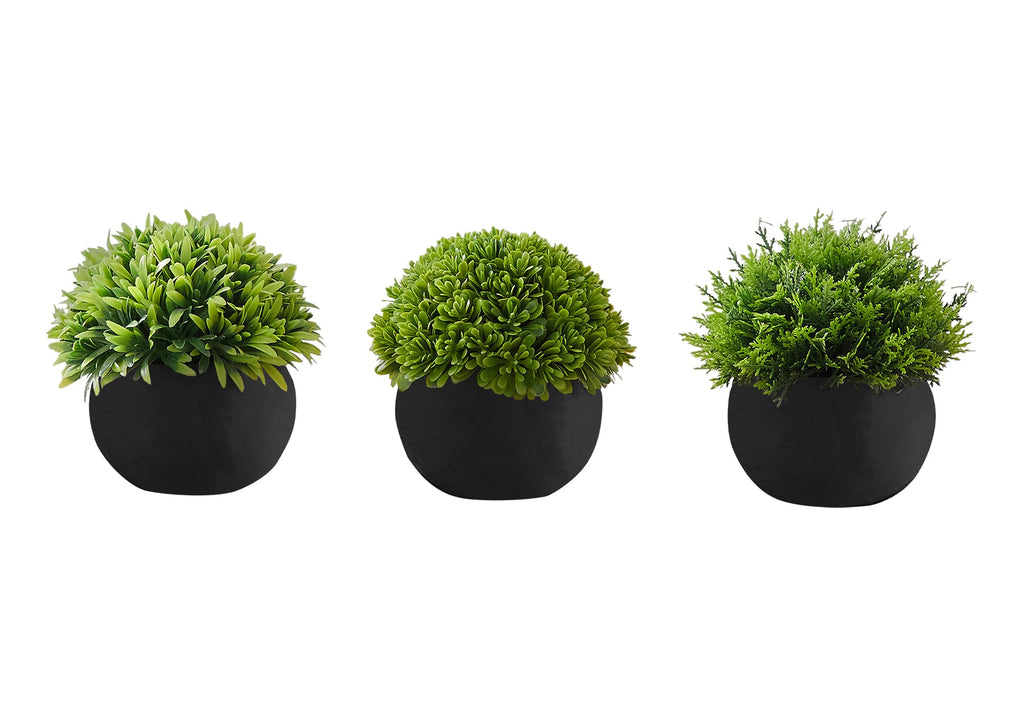 Monarch Specialties I 9552 Artificial Plant, 5' Tall, Grass, Indoor, Set of 3, Decorative, Green Plants, Black Pots