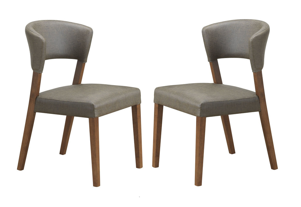 Baxton Studio Montreal Mid-Century Dark Walnut Wood Grey Faux Leather Dining Chair