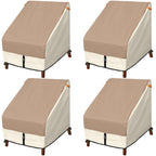 Porch Shield Patio Chair Covers - Waterproof Outdoor Lounge Deep Seat Adirondack Chair Cover 4 Pack - 34W X 37D X 36H Inch, Light Tan & Khaki