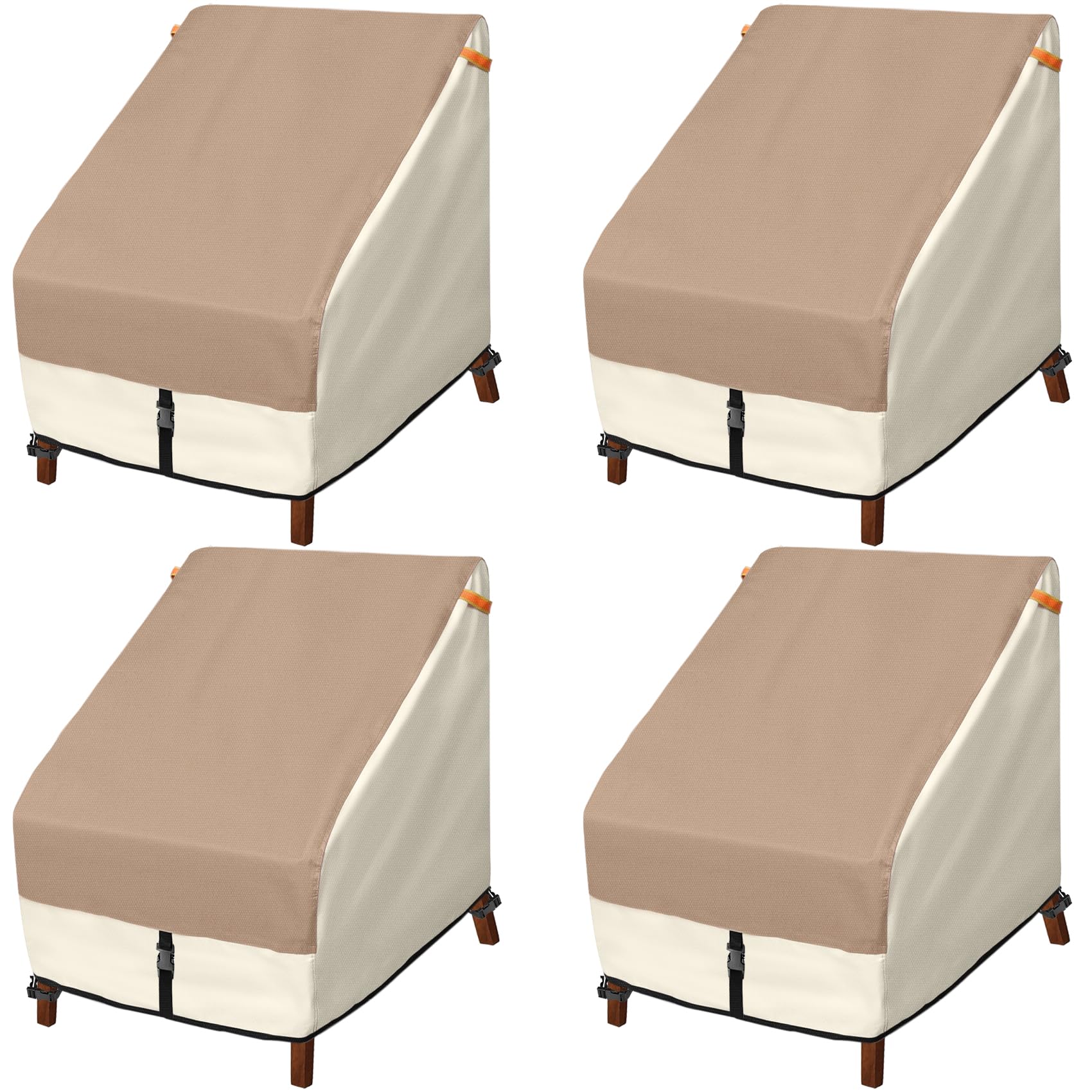 Porch Shield Patio Chair Covers - Waterproof Outdoor Lounge Deep Seat Adirondack Chair Cover 4 Pack - 34W X 37D X 36H Inch, Light Tan & Khaki