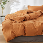 Simple&Opulence French Linen Duvet Cover Set 104''X 92''- 5 Pieces (1 Comforter Cover,4 Pillowcases)-Natural Flax Cotton Blend-S