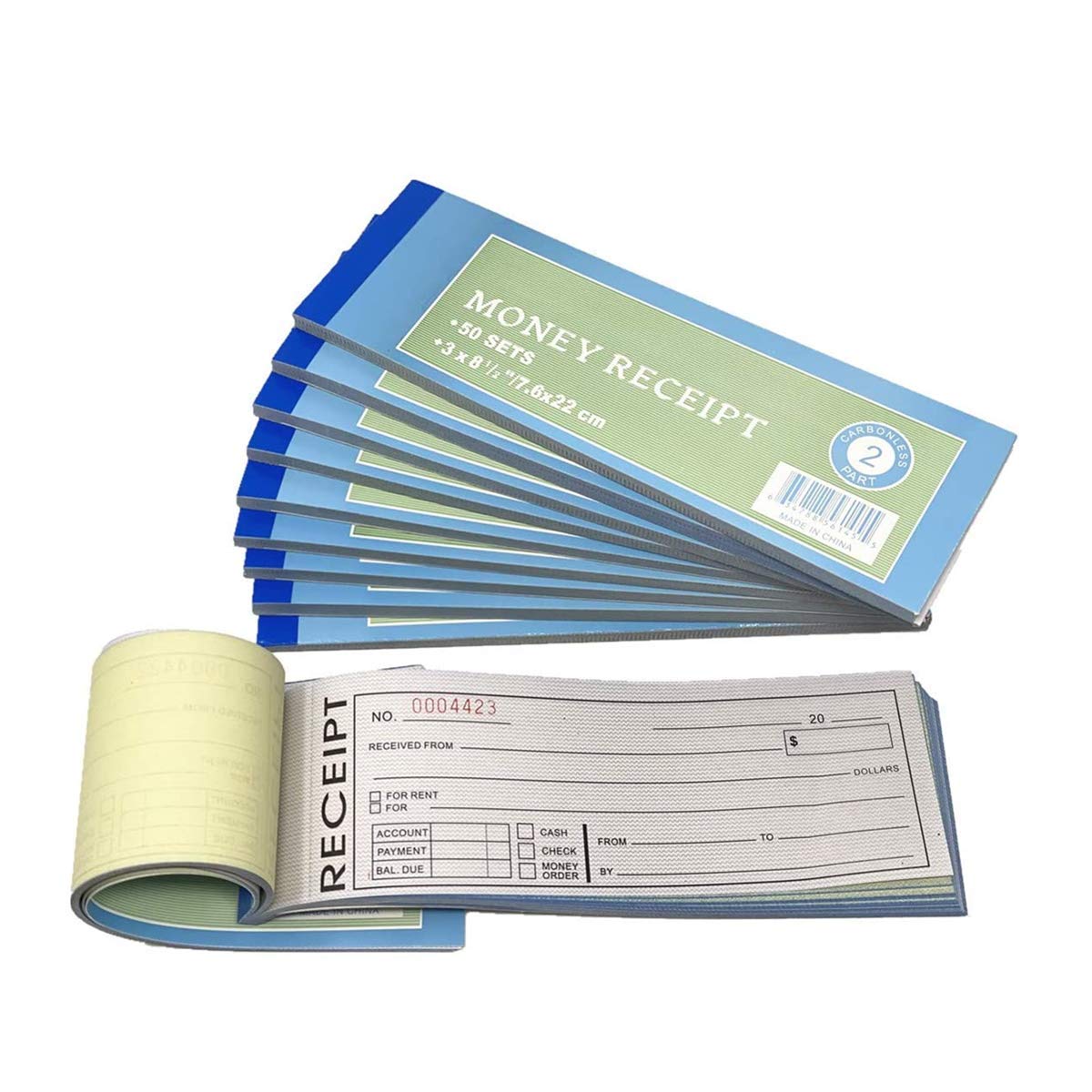 Tsy Tool 10 Pack Rent Receipt Book, Sales Receipt Invoice Book Carbonless Copy Duplicate 2 Parts 50 Sets 8.5' X 2.75'