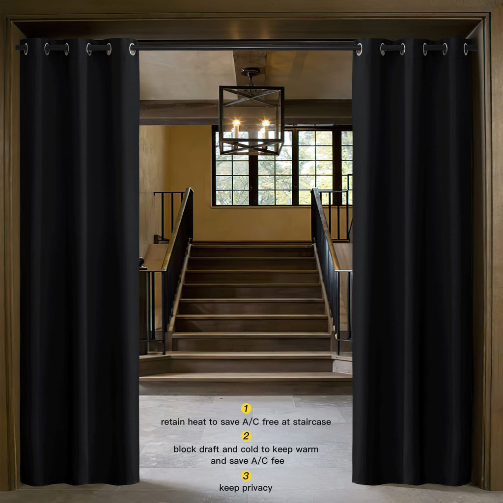 Nicetown Halloween Soundproof Thermal Insulated Blackout Curtain Thermal Insulated Solid Grommet Room Darkening Drape For Dining