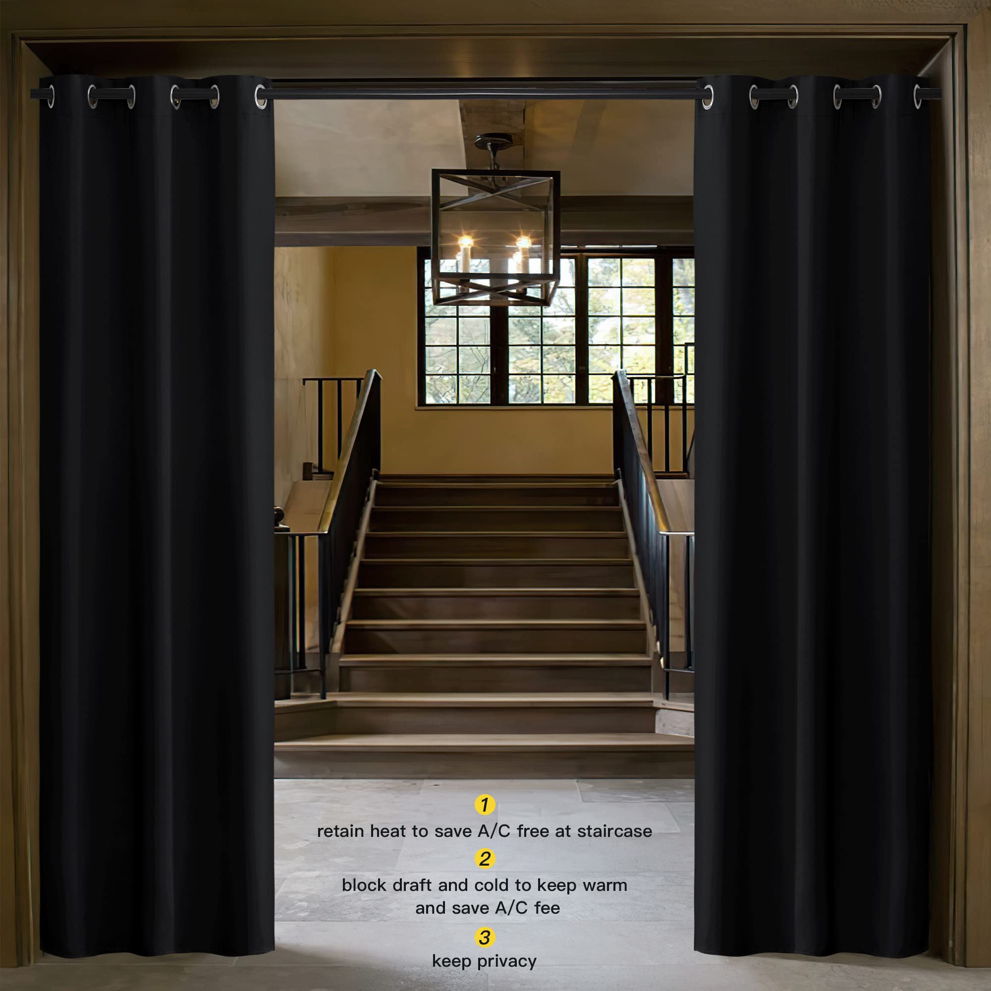 Nicetown Halloween Soundproof Thermal Insulated Blackout Curtain Thermal Insulated Solid Grommet Room Darkening Drape For Dining