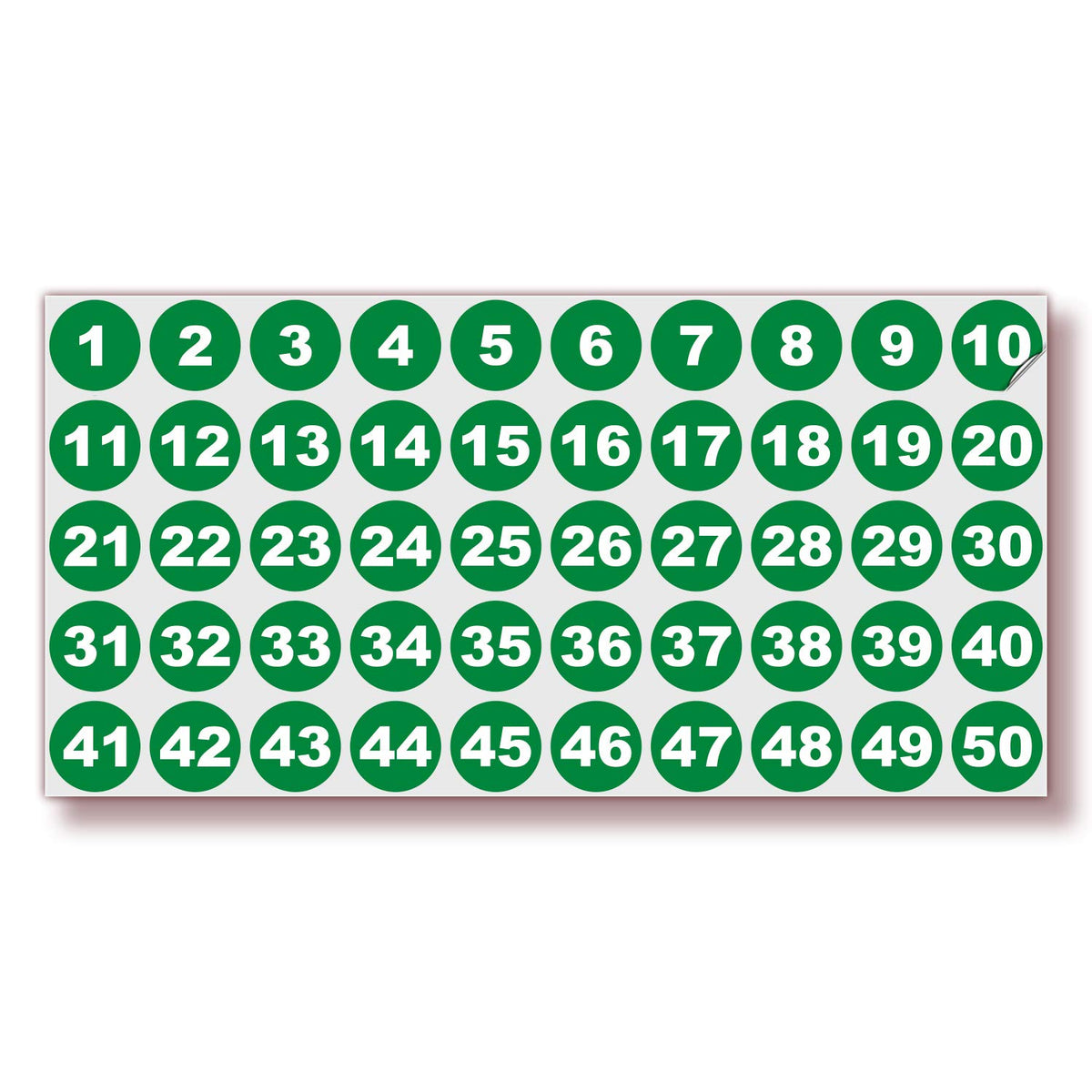 Isyfix Green Consecutive Number Stickers - 1 To 50, 1-Inch, 1 Set - Vinyl Self Adhesive Premium Decal Ideal For Inventory, Stora