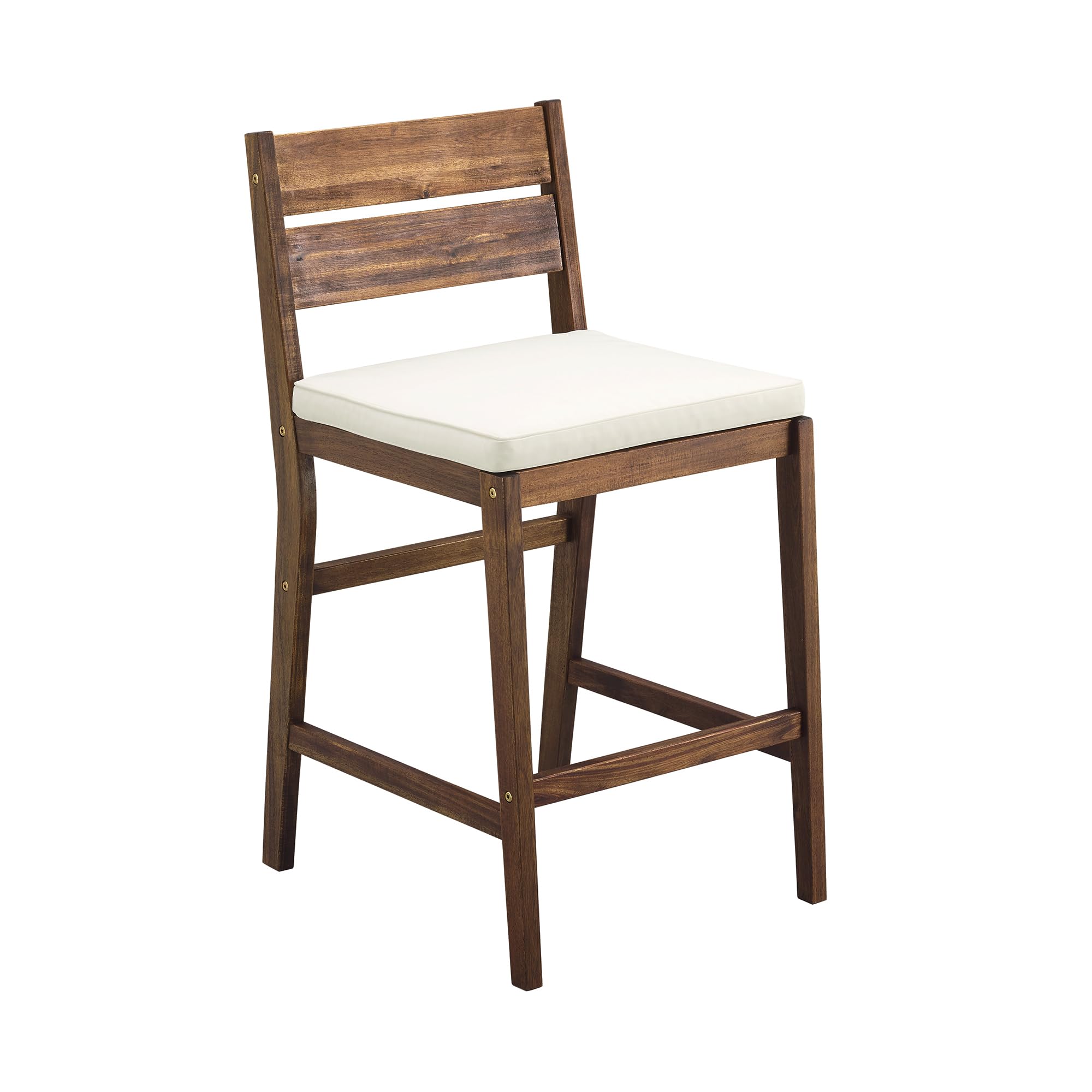 Walker Edison 2 Piece Outdoor Patio Acacia Wood Chair Set All Weather Backyard Conversation Garden Poolside Balcony, Set of 2, D