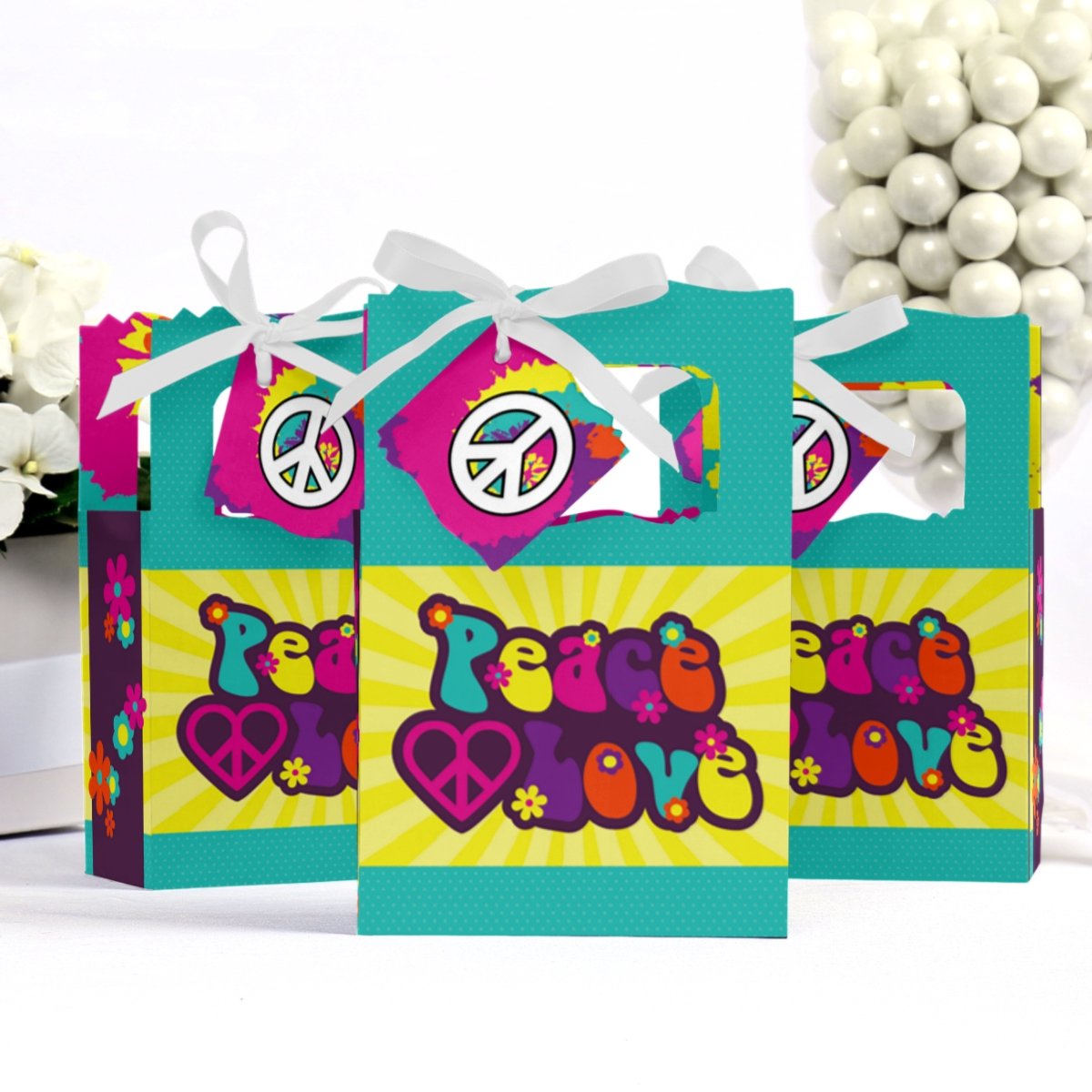 Big Dot Of Happiness - 60'S Hippie - 1960S Groovy Party Favor Boxes - Set Of 12