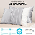 Promeed 23 Momme Kids Silk Pillowcase 2 Pack With Free Laundry Bag, Natural Grade 6A+ Mulberry Silk Travel Toddler Pillow Case S