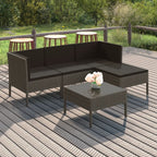 vidaXL Patio Lounge Set 5 Piece, Patio Furniture Set for Outside, Sectional Sofa with Cushions, Sofa, Farmhouse Modern, Poly Rattan Gray