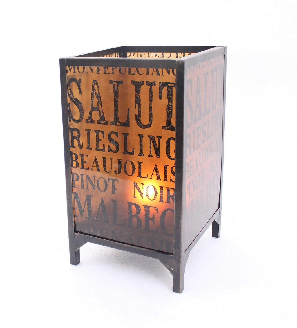 HomeRoots Lighting 10.25-inch x 10.25-inch x 18-inch Brown, Vintage, Letter Pattern - Candle Holder