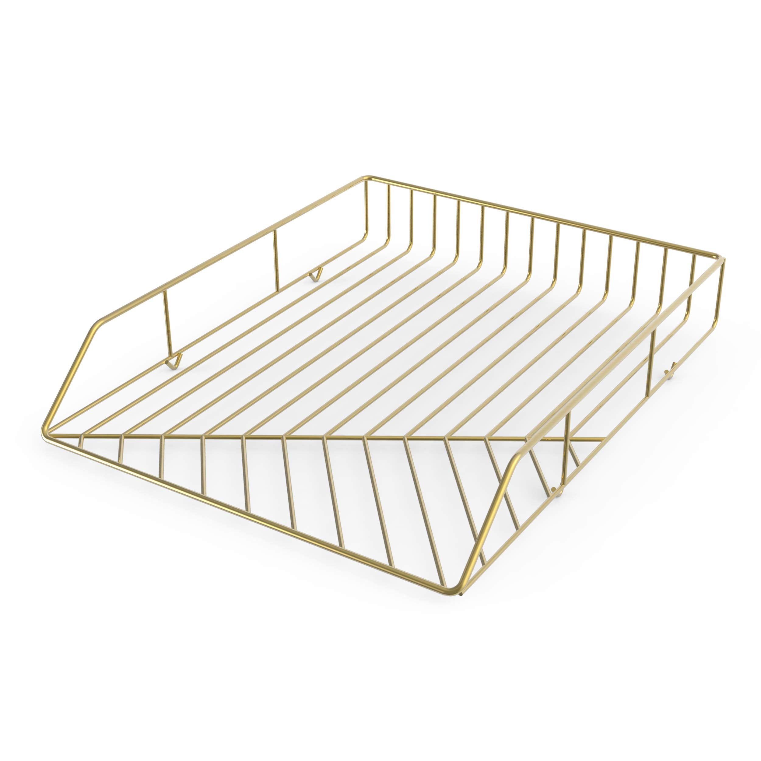U Brands Metal Paper Tray, Letter Size, Desktop Accessory, Vena Collection, Gold, 3233U03-12