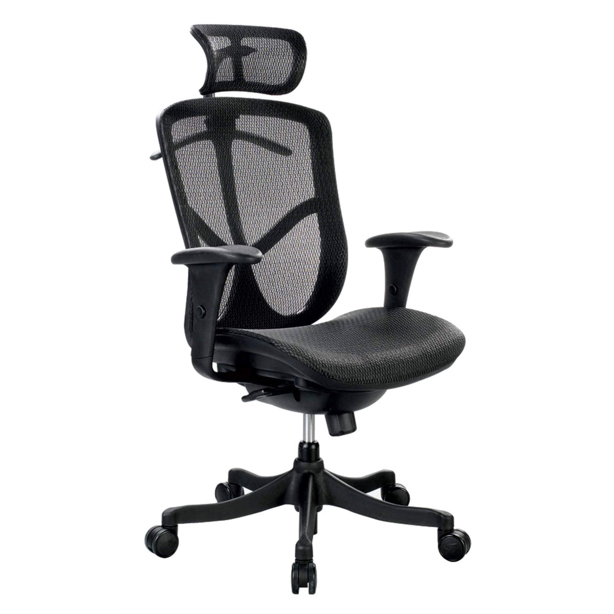 HomeRoots Black Mesh Seat Swivel Adjustable Executive Chair Mesh Back Plastic Frame