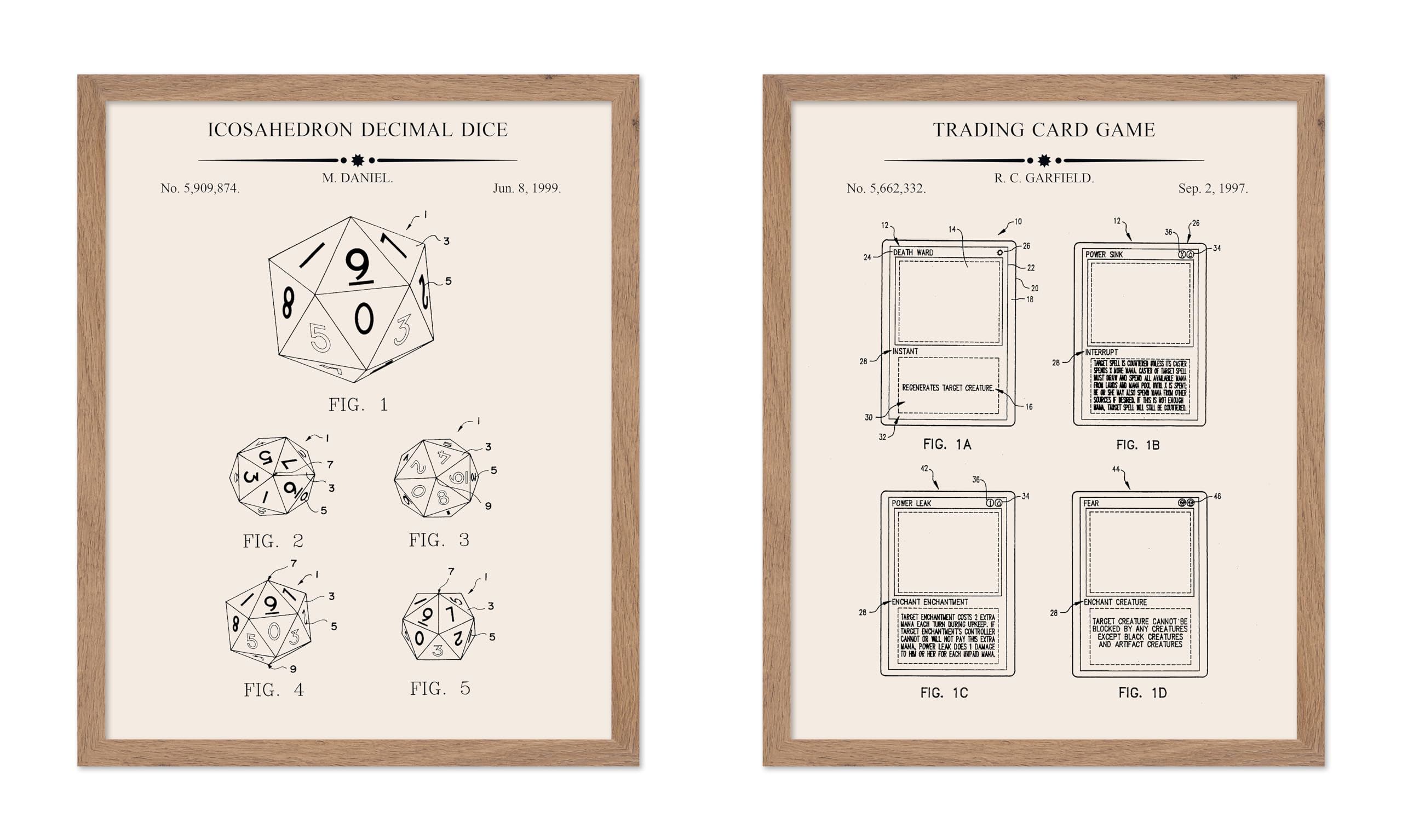 Poster Master 2-Piece Game Blueprint Poster - Icosahedron Decimal Dice Patent Print - Trading Card Game Art - Board Game Art - G