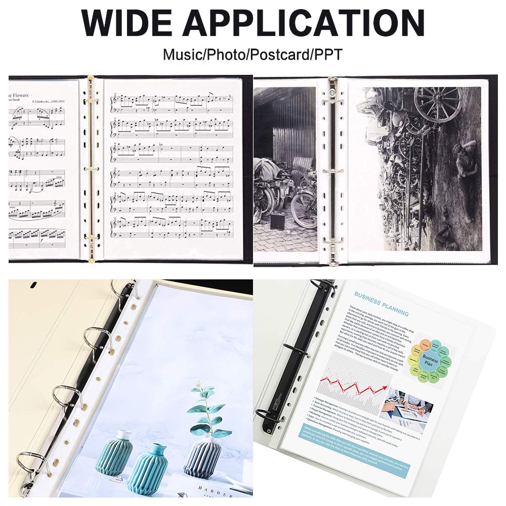 Sheet Protectors, Herkka 500 Pack Upgrade Clear Plastic Page Protectors Sheet Reinforced 11-Hole Fit For 3 Ring Binder Fits Stan