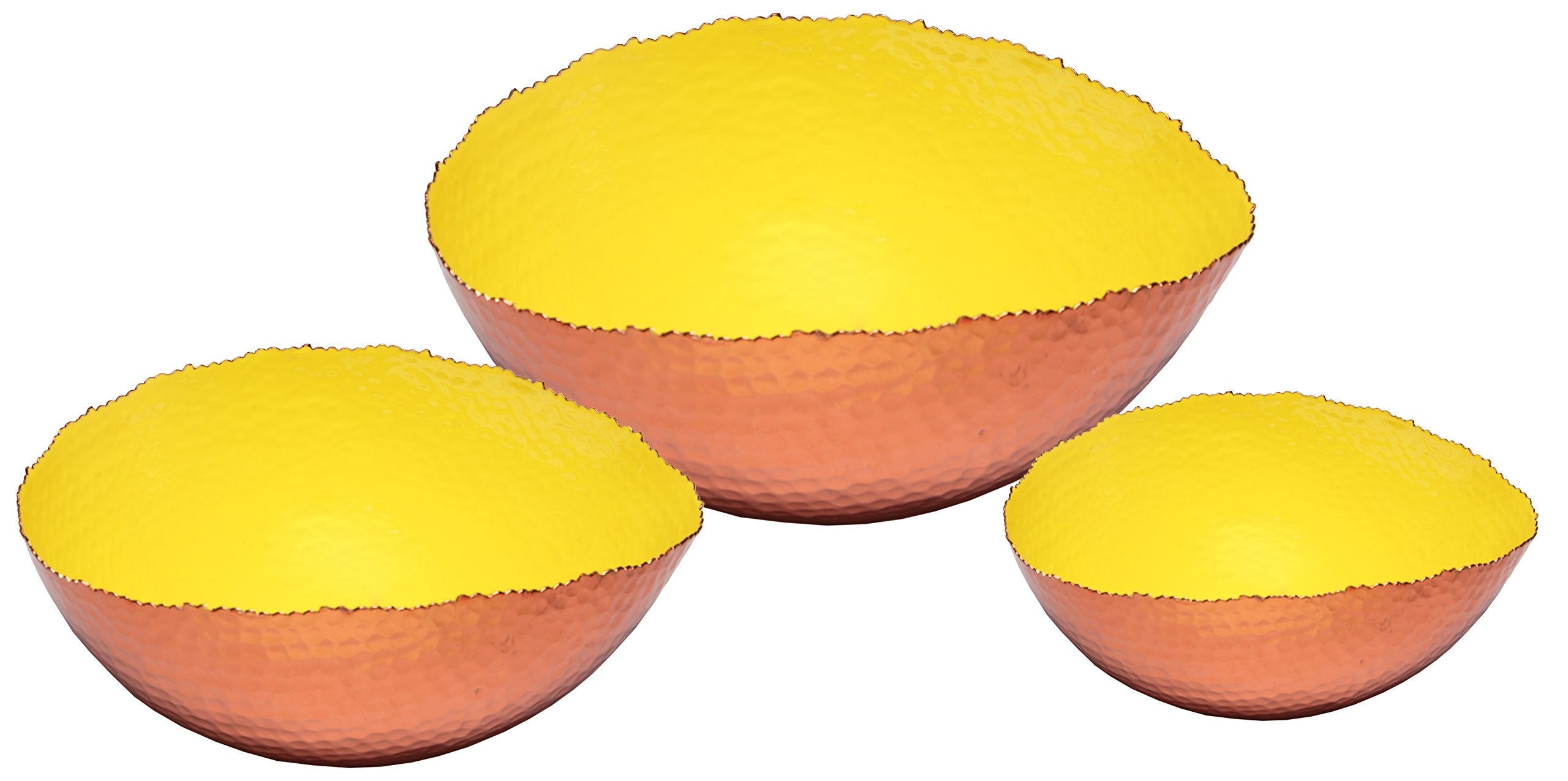 Melange Home Decor Copper Collection, Set of 3 Oval Bowls - 6'', 9'' and 12'', Color - Sunflower